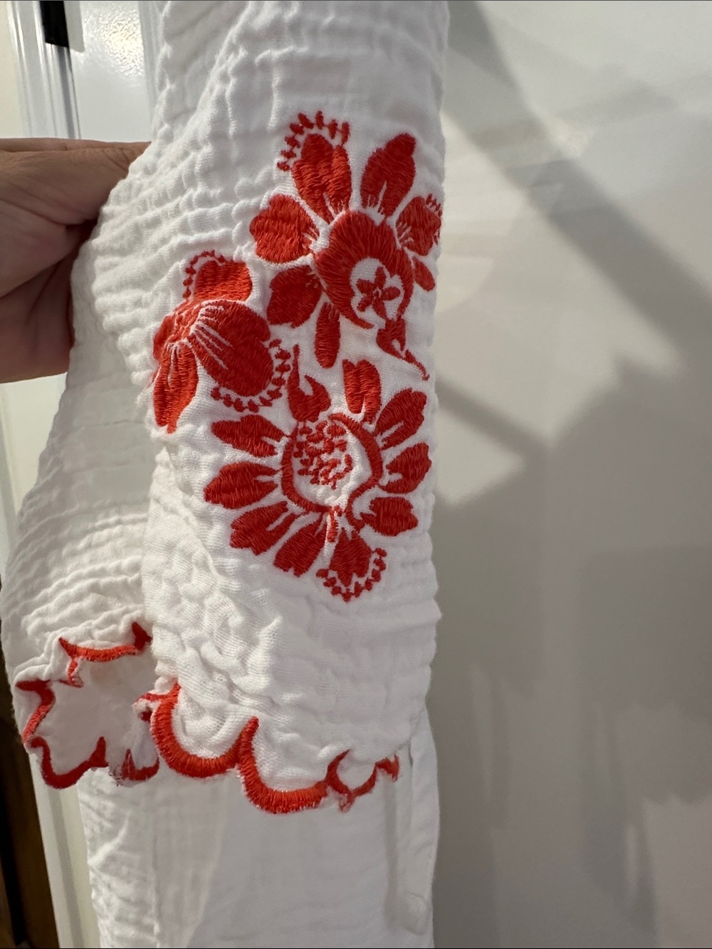 Old Navy White Midi Dress with Red Floral Embroidery - Picture 3 of 5